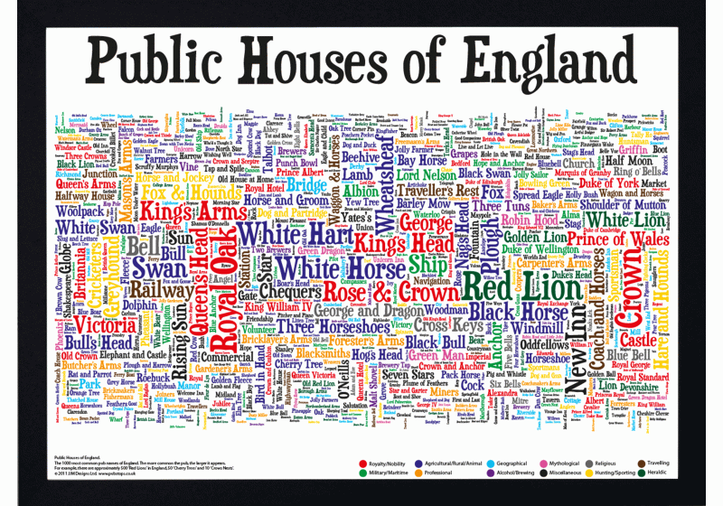 1000 Public Houses of England Black Ash Frame
